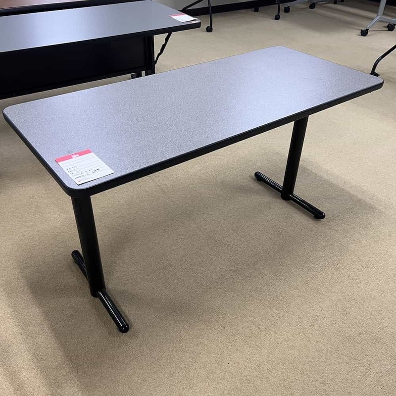 54″ x 24″ Grey and Black Flip Top Training Table on Wheels Office Furniture Liquidations