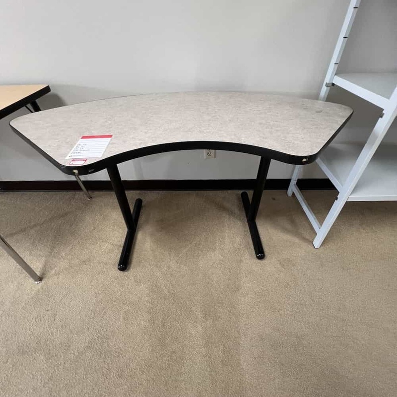 56” x 31″ Light Grey and Black Kidney Shaped Activity Table Office Furniture Liquidations