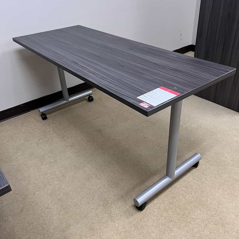 60″ x 24″ Grey Training Table Flip Top on Wheels Office Furniture Liquidations