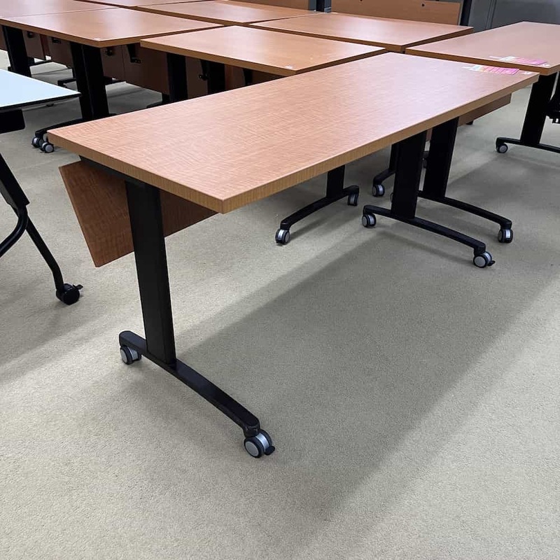 60″ x 24″ Teknion Honey and Black Training Table Office Furniture Liquidations