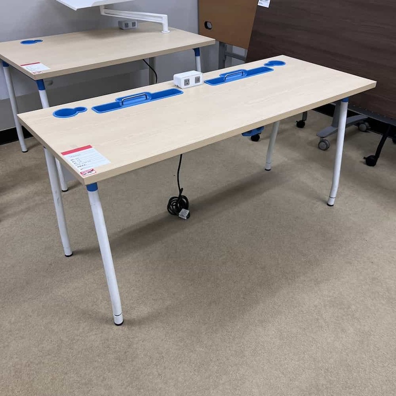 60″ x 24″ Teknion Maple Blue and White Training Table Desk Office Furniture Liquidations