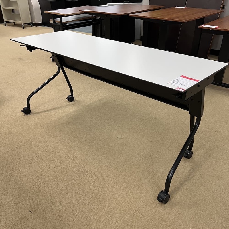 66″ x 24″ White and Black Nesting Flip Top Training Table Office Furniture Liquidations