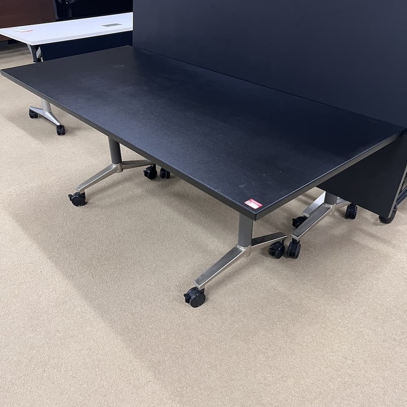 71″ x 32″ Vari Black Laminate Training Table – Flip, Nest, Roll Office Furniture Liquidations