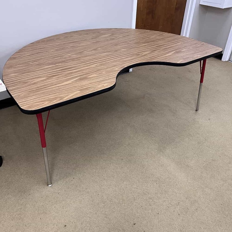 72” Oak and Red Kidney Activity Table Office Furniture Liquidations
