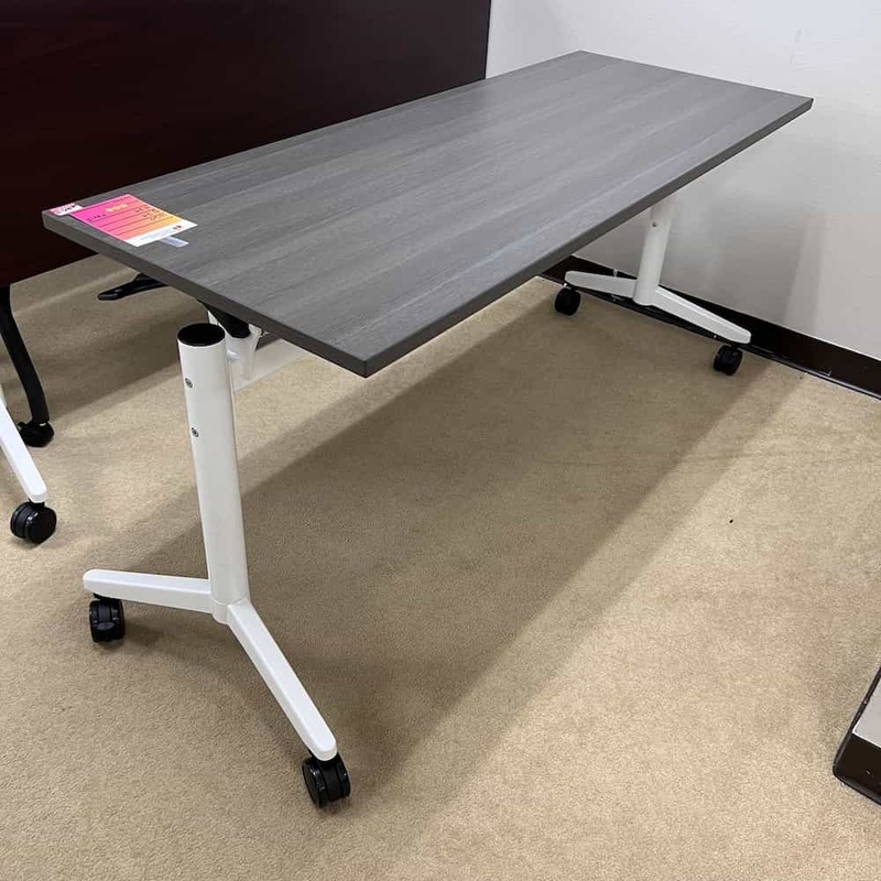 72″ x 24″ Grey and White Flip Top Nesting Training Table Desk with Wheels Office Furniture Liquidations
