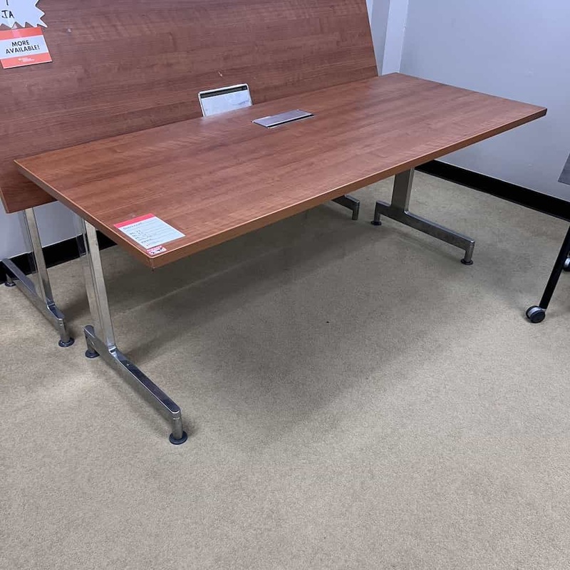 72″ x 30″ Bernhardt Cherry and Chrome Training Table – Flip, Nest Office Furniture Liquidations
