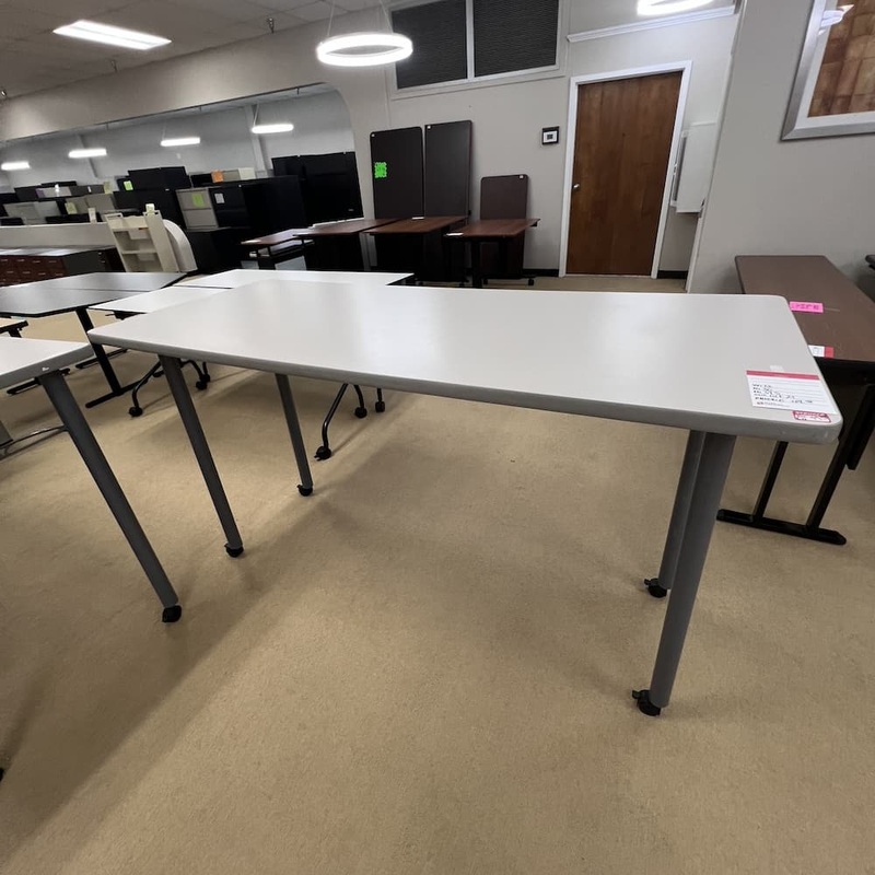 72″ x 30″ Grey Laminate Standing Height Training Table on Wheels Office Furniture Liquidations