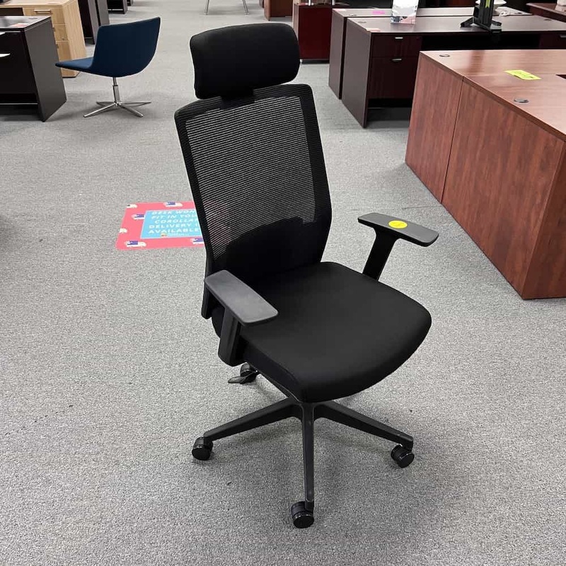 New – Black Mesh Office Task Chair with Headrest Office Furniture Liquidations