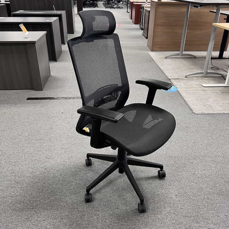 New – “Galaxy” Black Mesh Back Task Chair with Headrest Office Furniture Liquidations