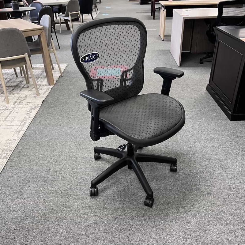 New – “Space” Black and Grey All Mesh Task Chair with Fold-Back Arms Office Furniture Liquidations