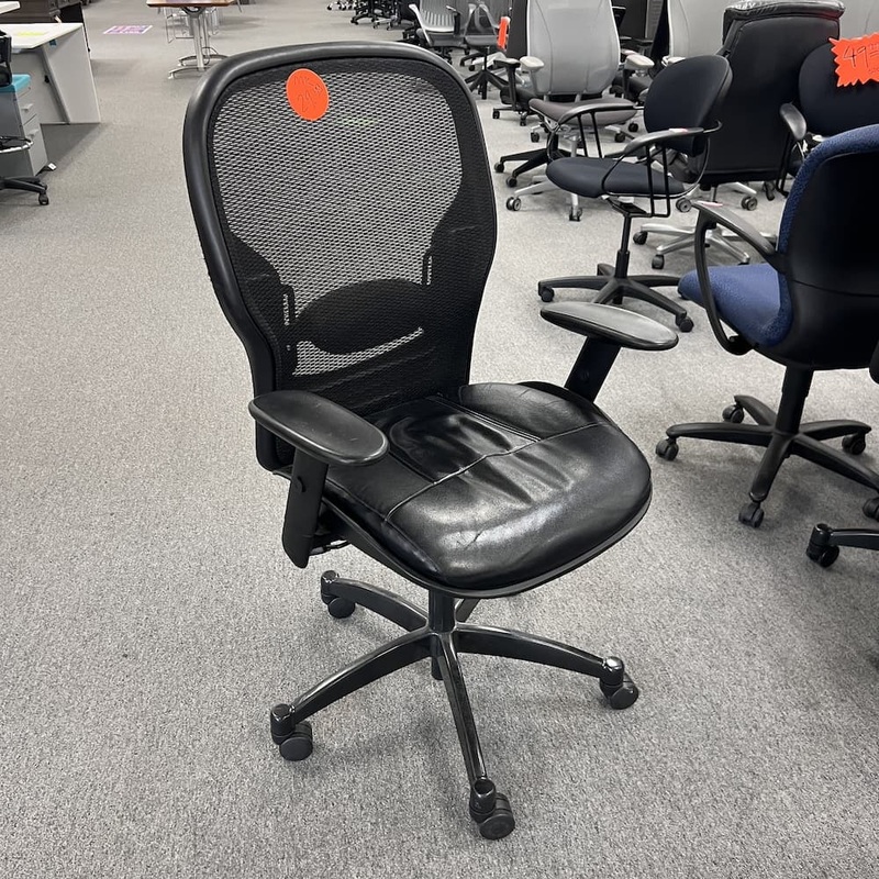 Office Star Black Vinyl and Mesh Back Task Chair Office Furniture Liquidations