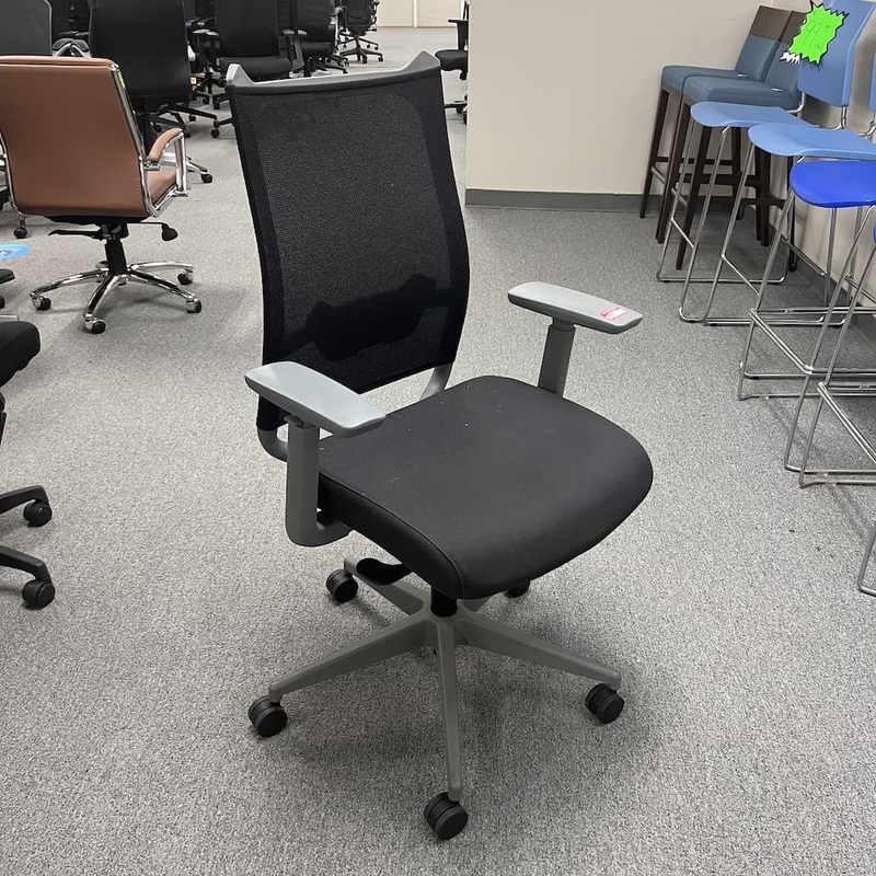 OFS Sladr Grey and Black Mesh Back Task Chair Office Furniture Liquidations