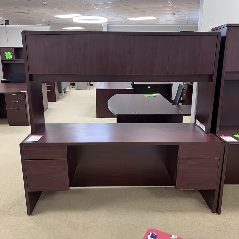 72″ W x 67″ H Hon Mahogany Desk Credenza with Hutch Office Furniture Liquidations