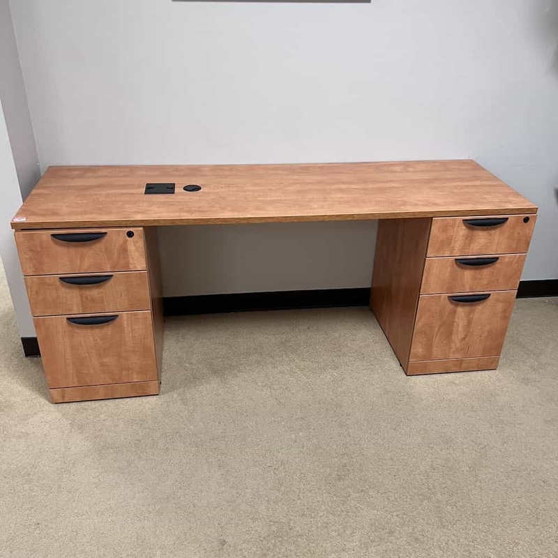 72″ x 22″ Honey and Black Credenza Desk with Two Box/Box/Files Office Furniture Liquidations