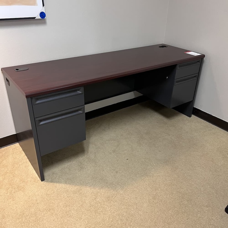 72″ x 24″ Hon Mahogany and Grey Metal Desk Credenza with 2 Hanging Box/files Office Furniture Liquidations