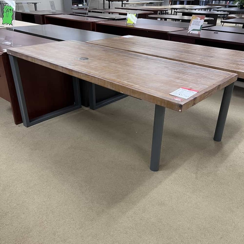72″ x 29″ Rustic Reclaimed Wood and Grey Metal Rectangle Peninsula Table Desk Office Furniture Liquidations