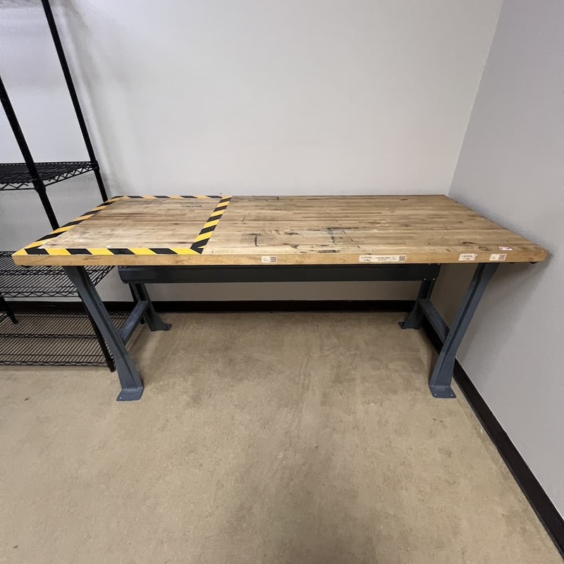 72″ x 30″ Ulline Grey Metal and Butcher Block Work Bench Office Furniture Liquidations