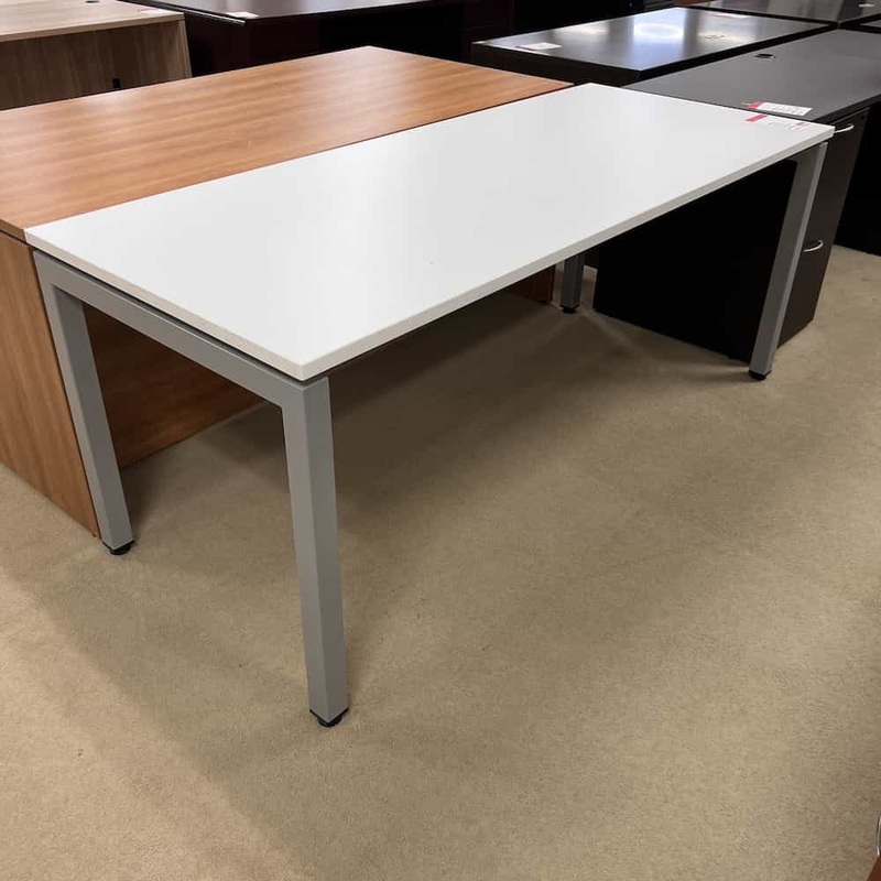 72″ x 30″ White Laminate and Grey Table Desk Office Furniture Liquidations