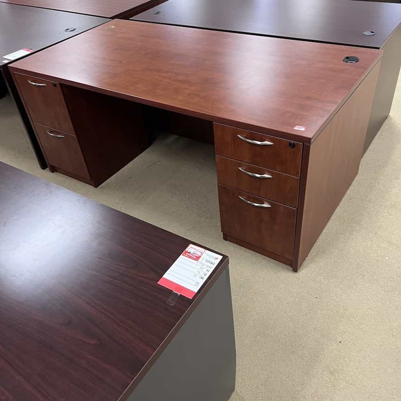 72″ x 36″ Cherry Desk with Two Pedestals Office Furniture Liquidations