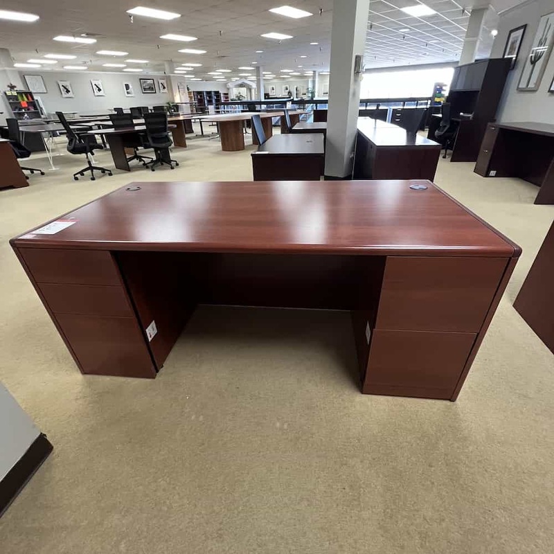 72″ x 36″ Hon Cherry Desk with Two Pedestals Office Furniture Liquidations