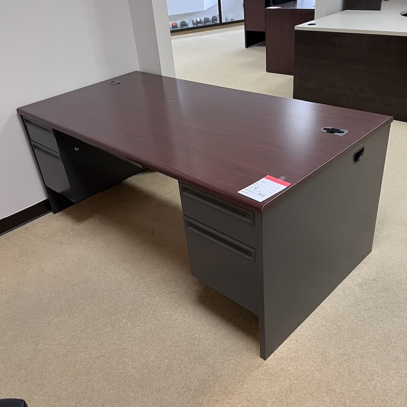 72″ x 36″ Hon Mahogany and Grey Metal Desk with 2 Hanging Box/files Office Furniture Liquidations