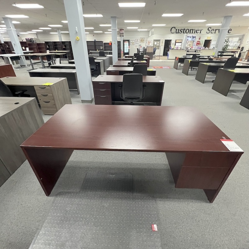 72″ x 36″ Mahogany Laminate Desk with Hanging Box/file Office Furniture Liquidations