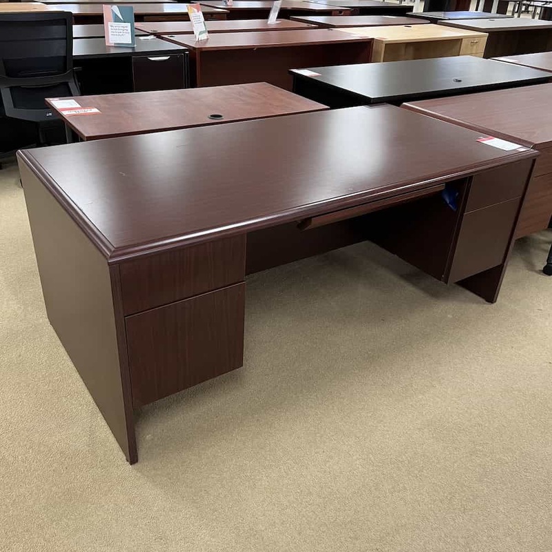 72″ x 36″ National Mahogany Desk with Two Hanging Files Office Furniture Liquidations
