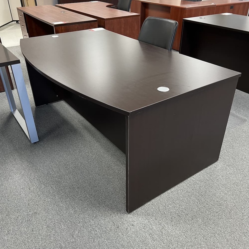 72″ x 42″ Espresso Laminate Bow Front Desk Shell Office Furniture Liquidations