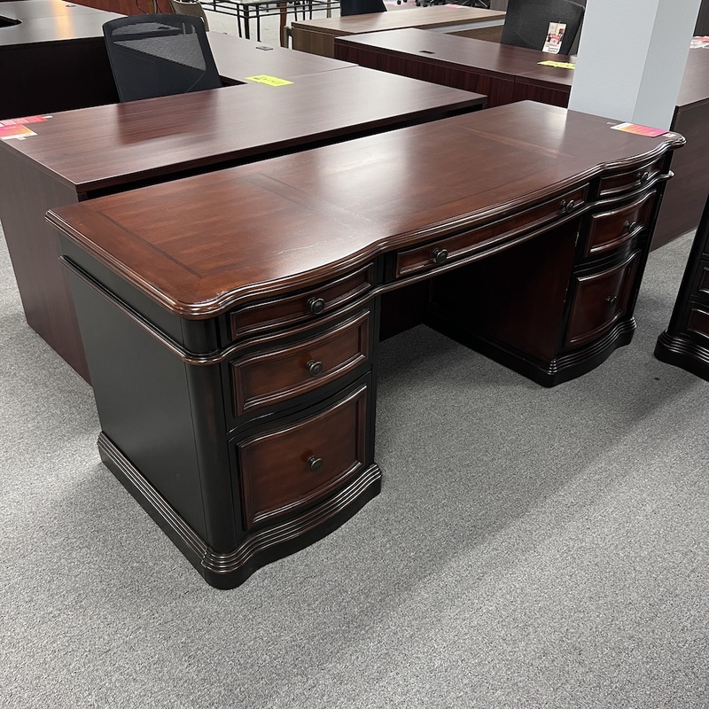 74″ Coaster Gorman Two Tone Executive Credenza Desk with 1 Pedestal File Office Furniture Liquidations