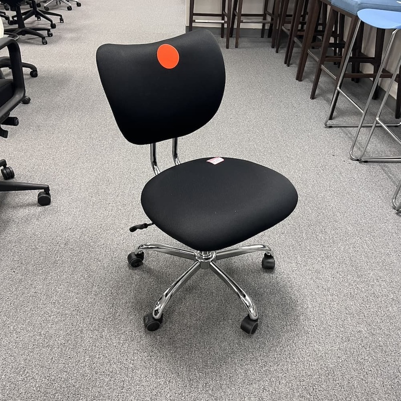 Black and Chrome Modern Mid Back Chair Office Furniture Liquidations
