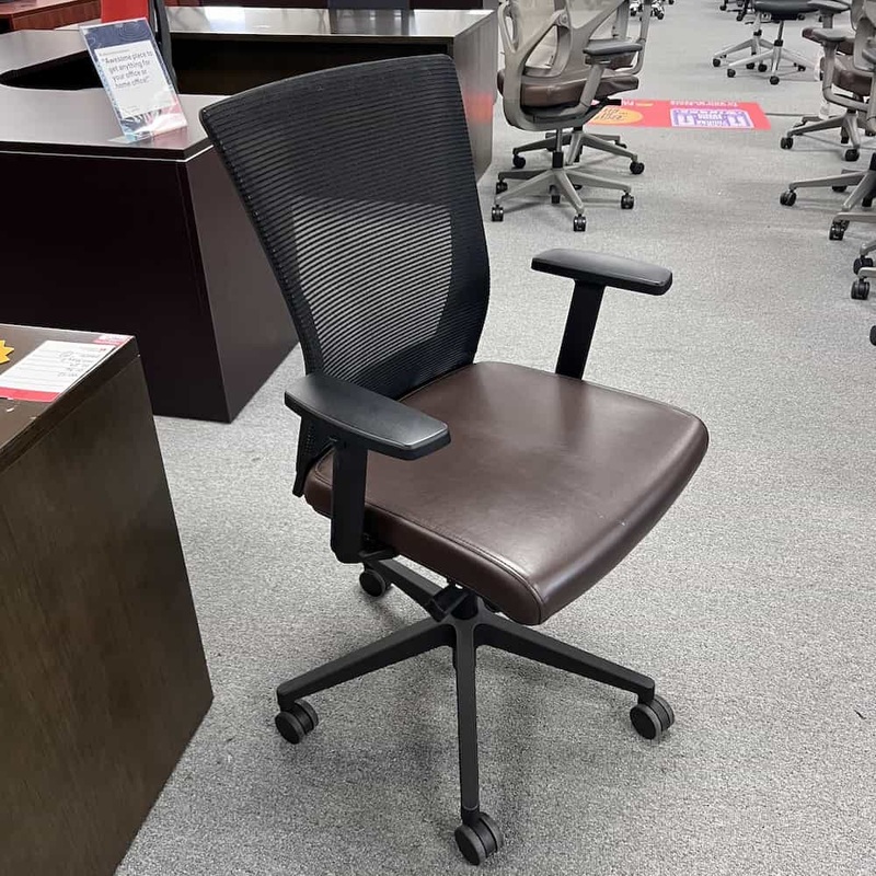 Brown and Black Mesh Back Task Chair Office Furniture Liquidations