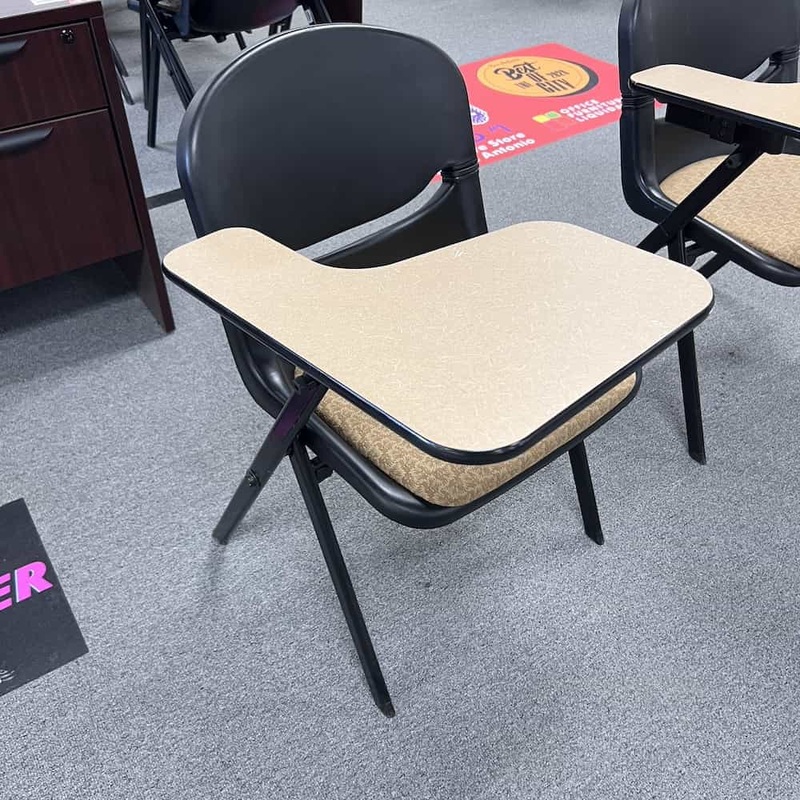 Clarin Black and Tan Tablet Arm School Desk – Right Handed Office Furniture Liquidations