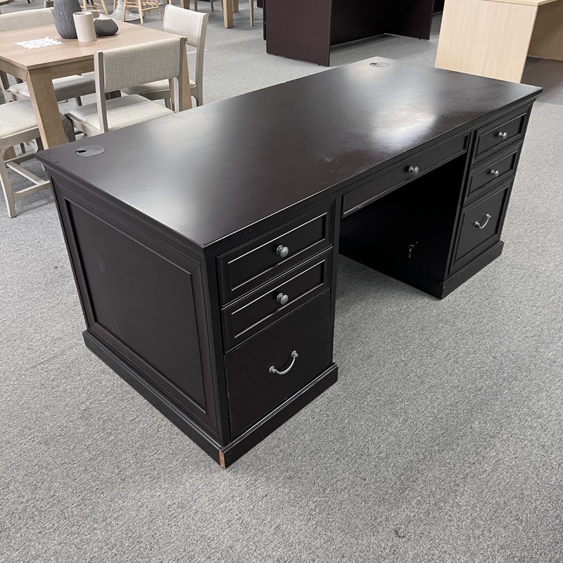Damaged – 68″ Markle Collection Espresso Executive Desk Office Furniture Liquidations