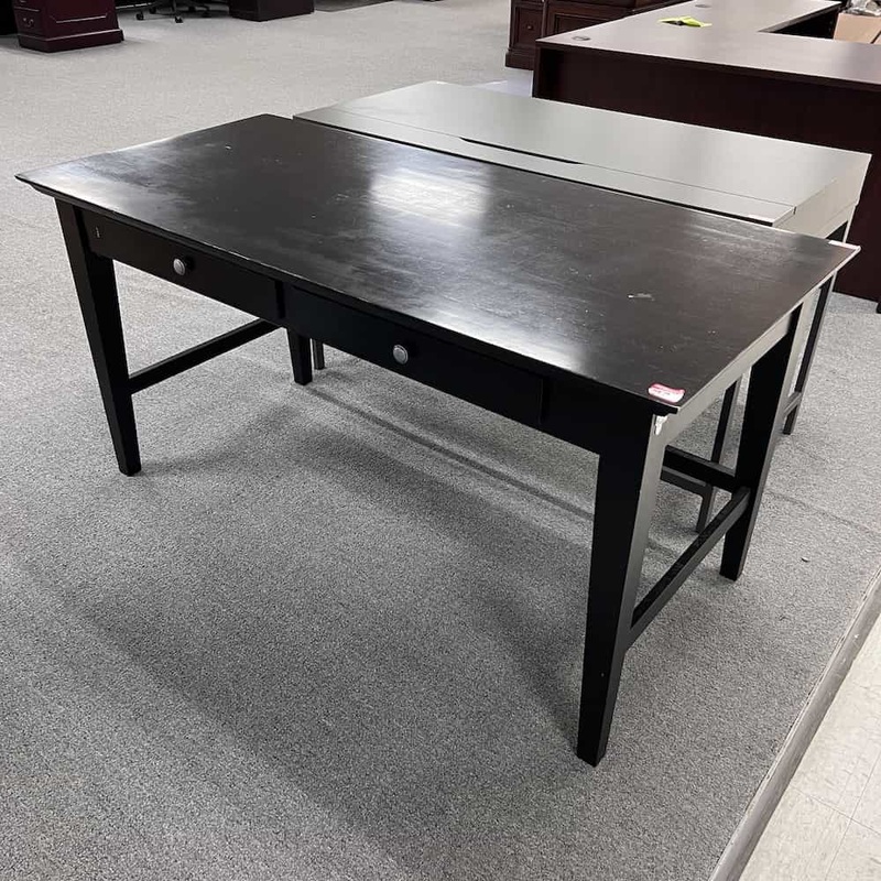 LAST ONE 60″ Black Desk with 2 Small Drawers Office Furniture Liquidations