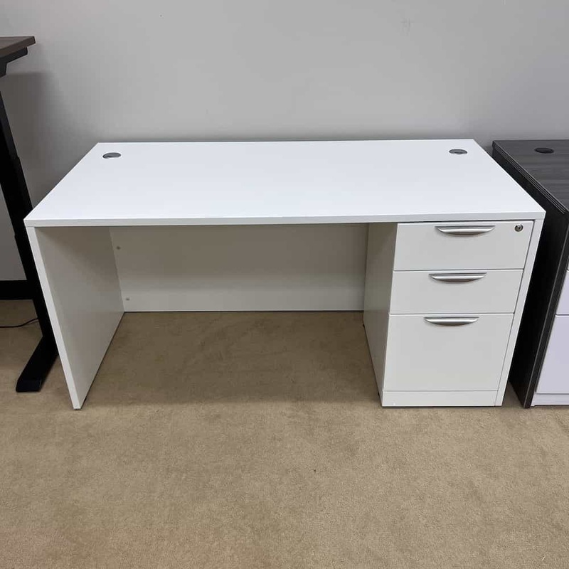 New – 60″, 66″, or 71″ Desk with 1 Pedestal File, Various Colors Office Furniture Liquidations