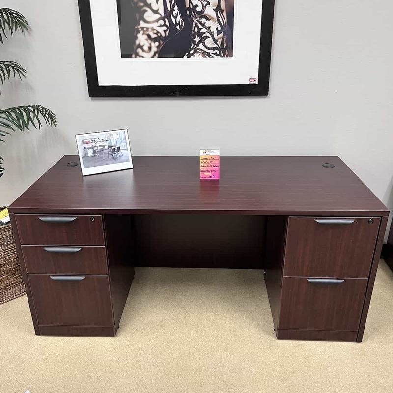 New – 60″, 66″, or 71″ Desk with 2 Pedestal Files, Various Colors Office Furniture Liquidations