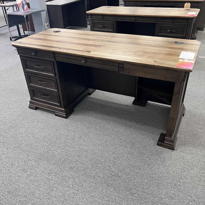 Open Box – 68″ Westwood Collection Dark Roast Executive L-desk – Missing Right Return Office Furniture Liquidations