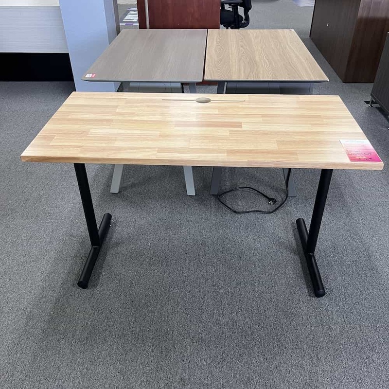 Subscriber Special – New – 48″ W x 24″ D Maple and Black “DC” Desk Table Office Furniture Liquidations
