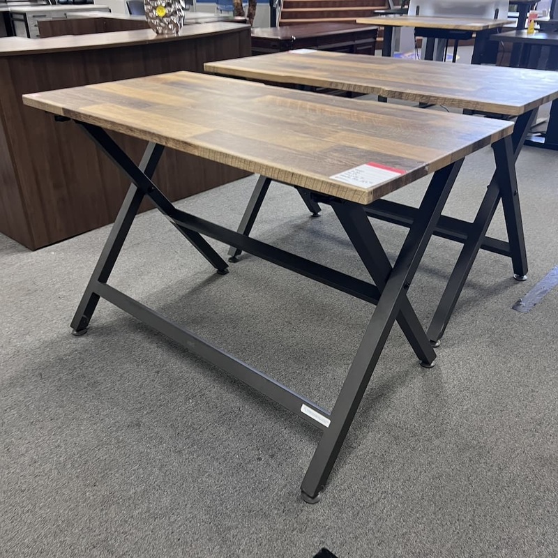 60″ x 30″ VariDesk Reclaimed Wood Laminate and Grey Table Desk – Counter/Bar Height Office Furniture Liquidations