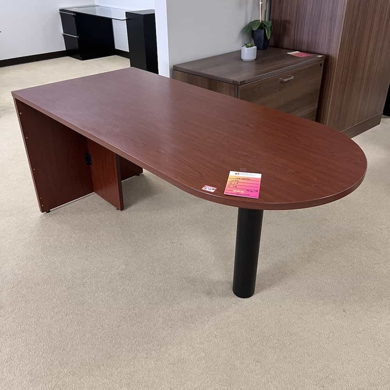 66″ Haworth Mahogany Bullet Desk Table Center Office Furniture Liquidations