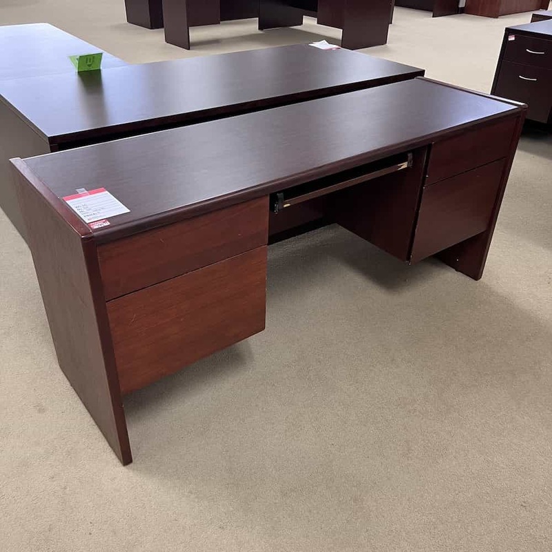 66″ x 20″ Mahogany Veneer Credenza Desk with 2 Hanging Box/Files Office Furniture Liquidations