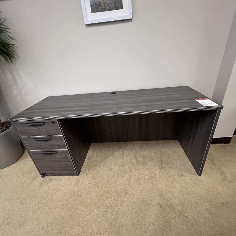 66″ x 24″ Samoa Grey Laminate Credenza Desk Single Pedestal – Box/box/file Office Furniture Liquidations