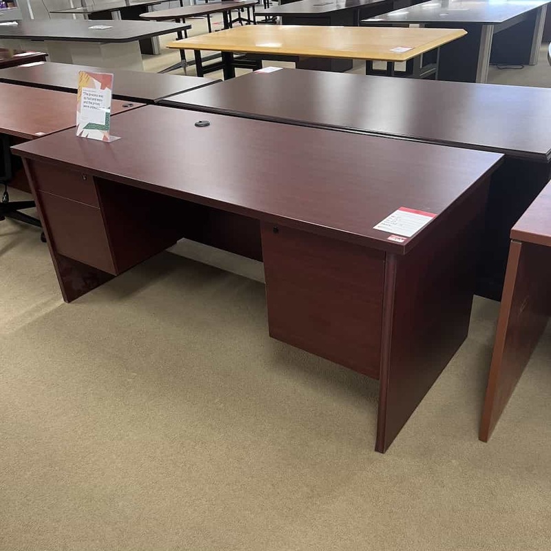 66″ x 30″ Cherry Desk with 2 Hanging Files Office Furniture Liquidations