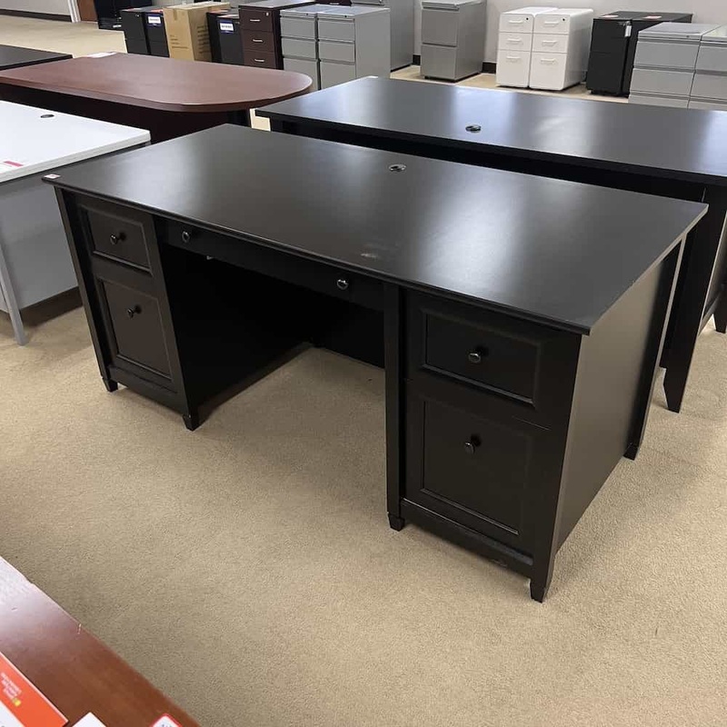 66″ x 30″ Espresso and Black Desk with 2 Hanging Files Office Furniture Liquidations