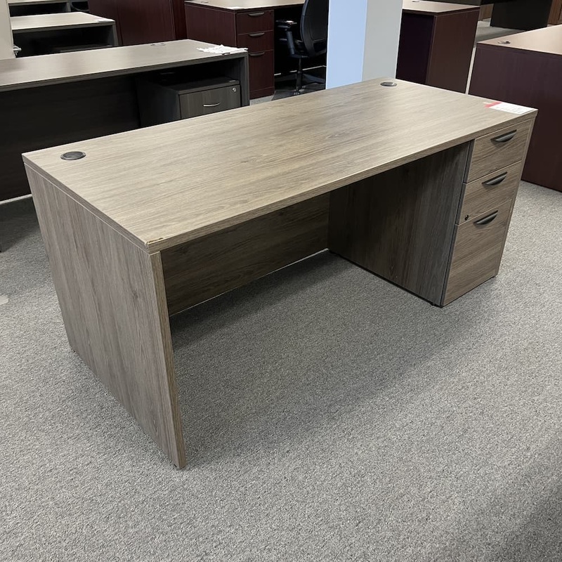 66″ x 30″ Grey Elm Laminate and Black Desk with Box/box/file Office Furniture Liquidations