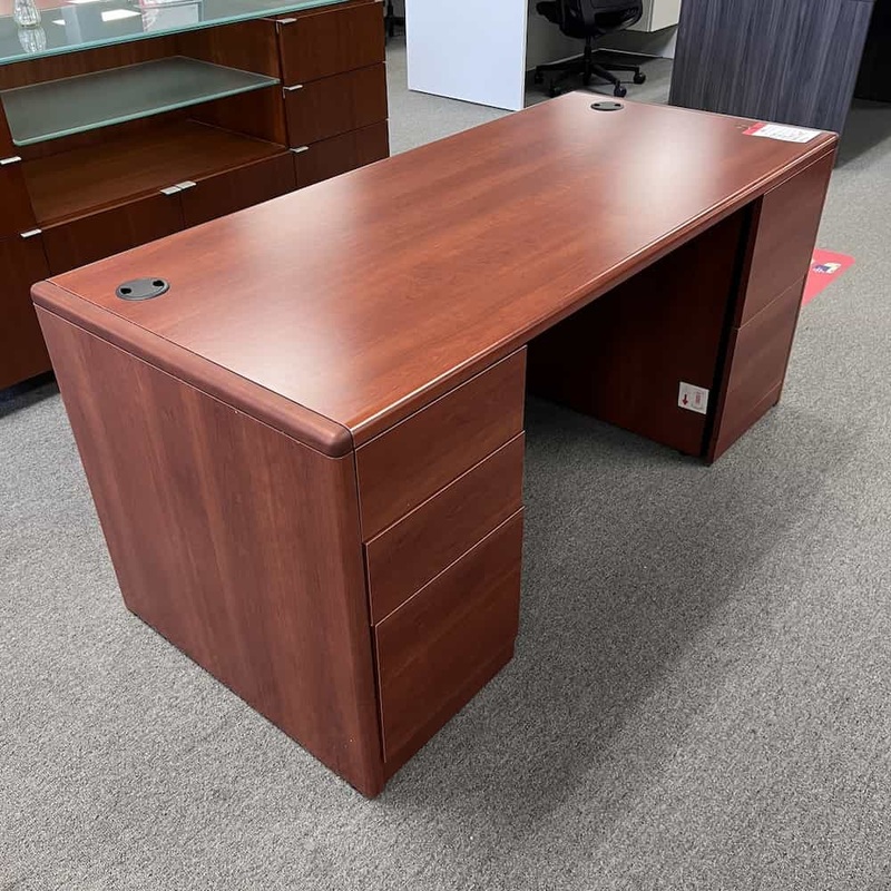66″ x 30″ Hon Cherry Desk with Double Pedestal Office Furniture Liquidations