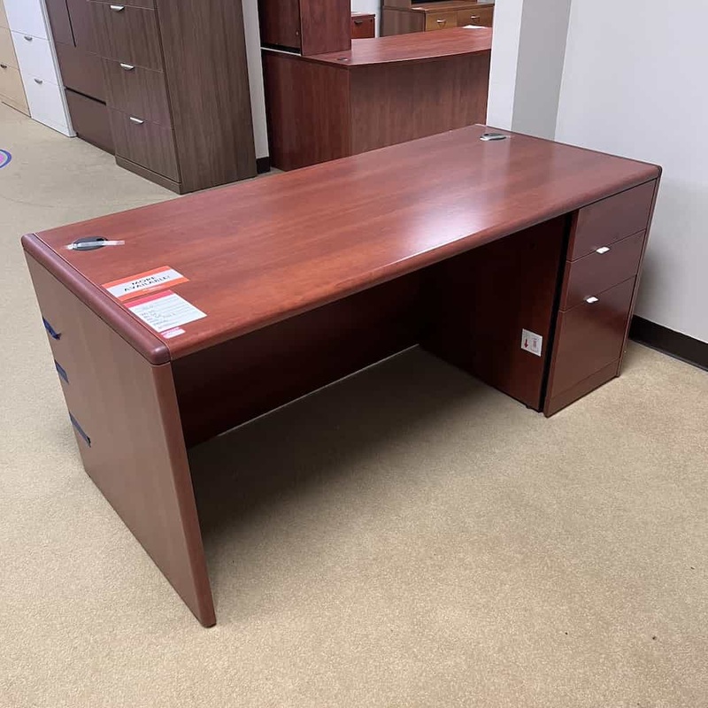 66″ x 30″ Hon Cherry Desk with One Pedestal – Box/box/file Office Furniture Liquidations