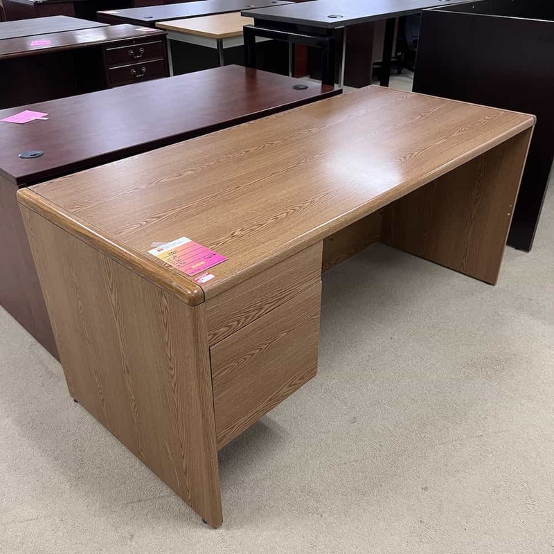 66″ x 30 Hon Oak Rounded Edge Desk – One Hanging File Office Furniture Liquidations
