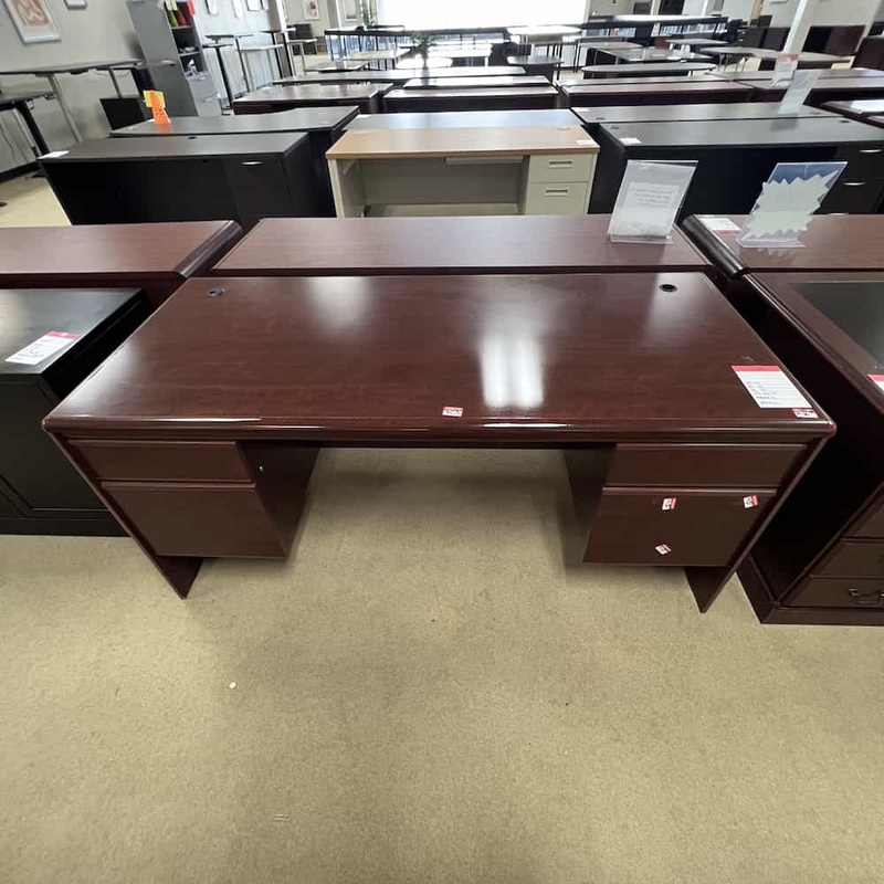 66″ x 30″ Mahogany Rounded Edge Desk with 2 Hanging Box/Files Office Furniture Liquidations