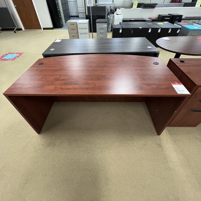 66″ x 36″ Cherry Laminate Bow Front Desk Shell Office Furniture Liquidations